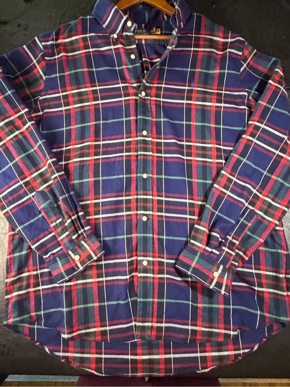 Polo by Ralph Lauren Navy Red Green Plaid Button-Down Shirt